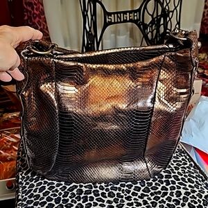 Donald Pliner copper colored leather bag